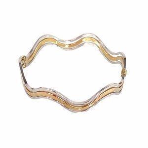 Avon Wavy Bangle Bracelet, Silver and Gold Tone